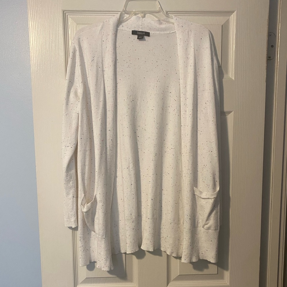 NWOT White “confetti” Cardigan L